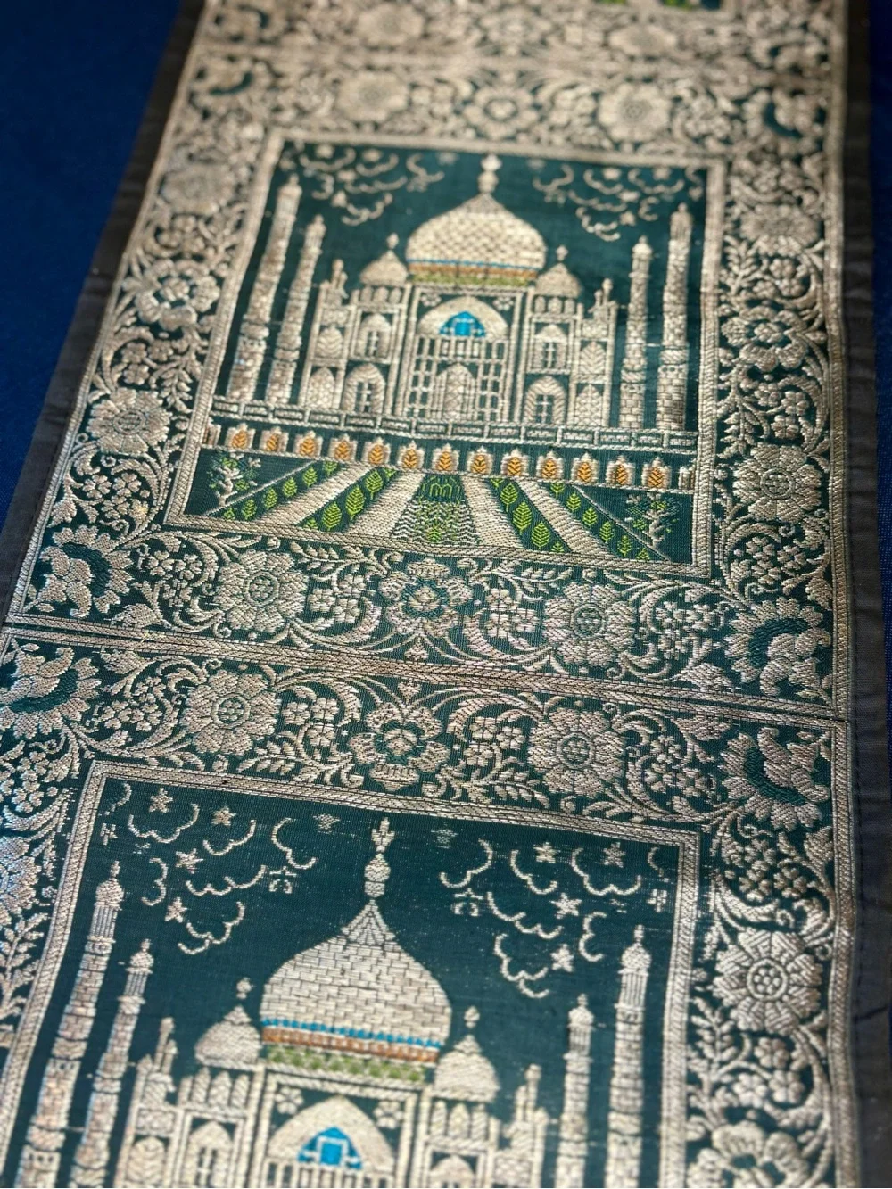 Embroidered Green Mosque Tapestry Wall Hanging - Decorative Home Accent